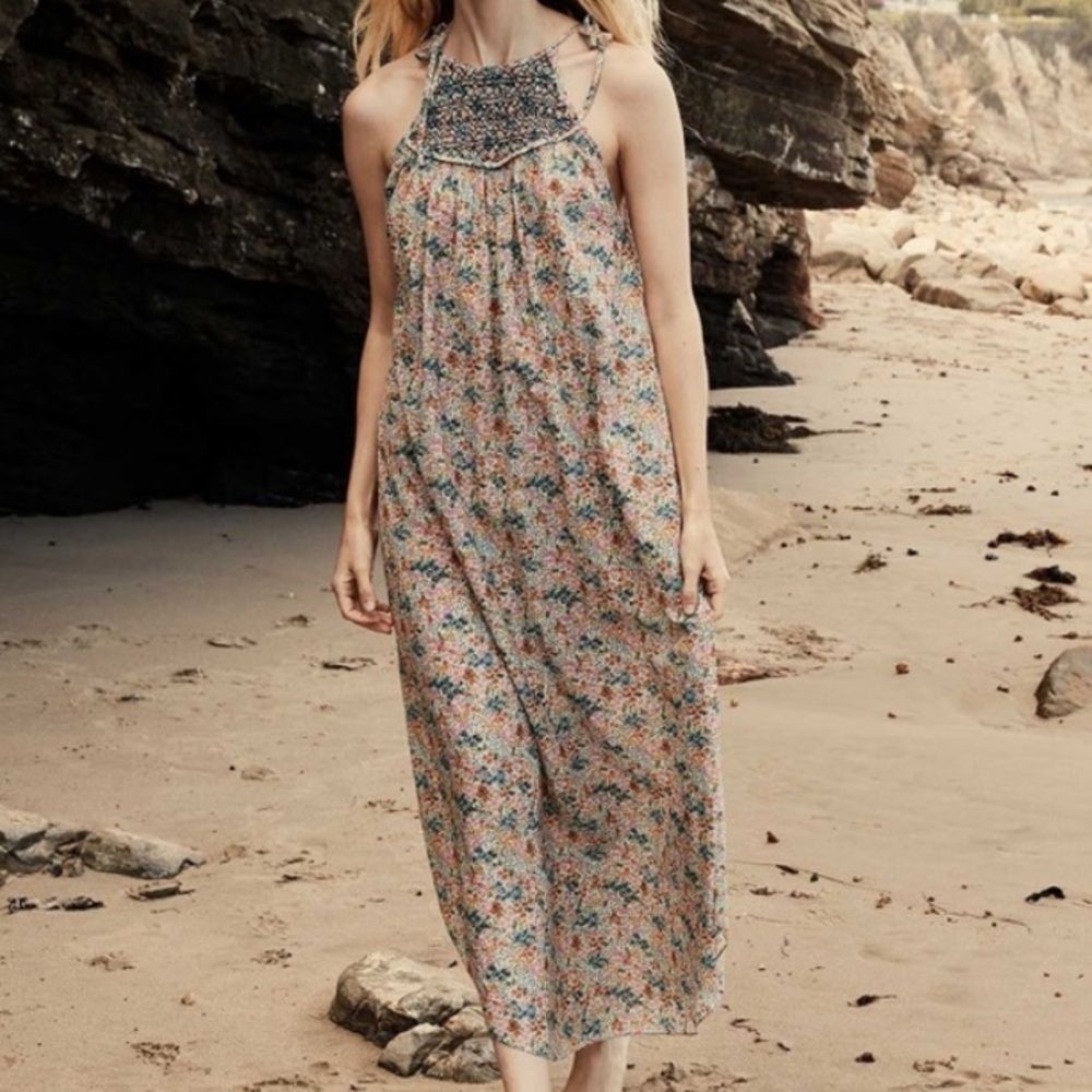 Doen Thoreau Multicolor Ladybird Floral Midi Dress XL Cottage Prairie Summer